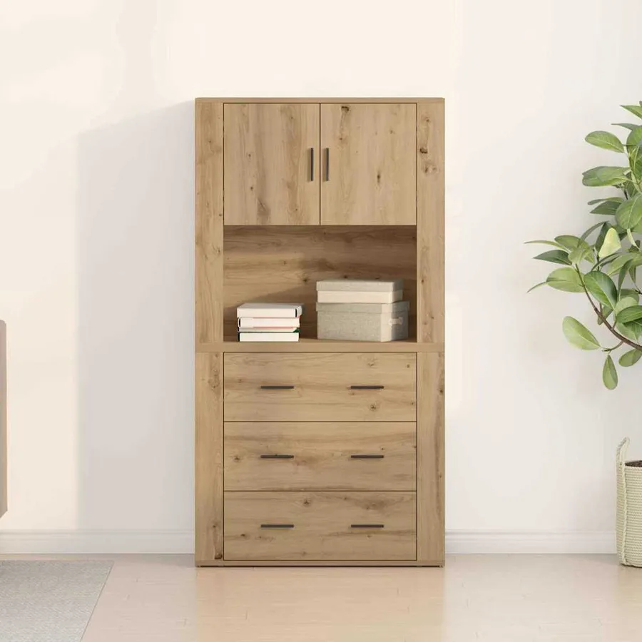 Haut Armoire Chêne artisanal 80 x 33 x 150 cm Bois d'ingénierie - 4