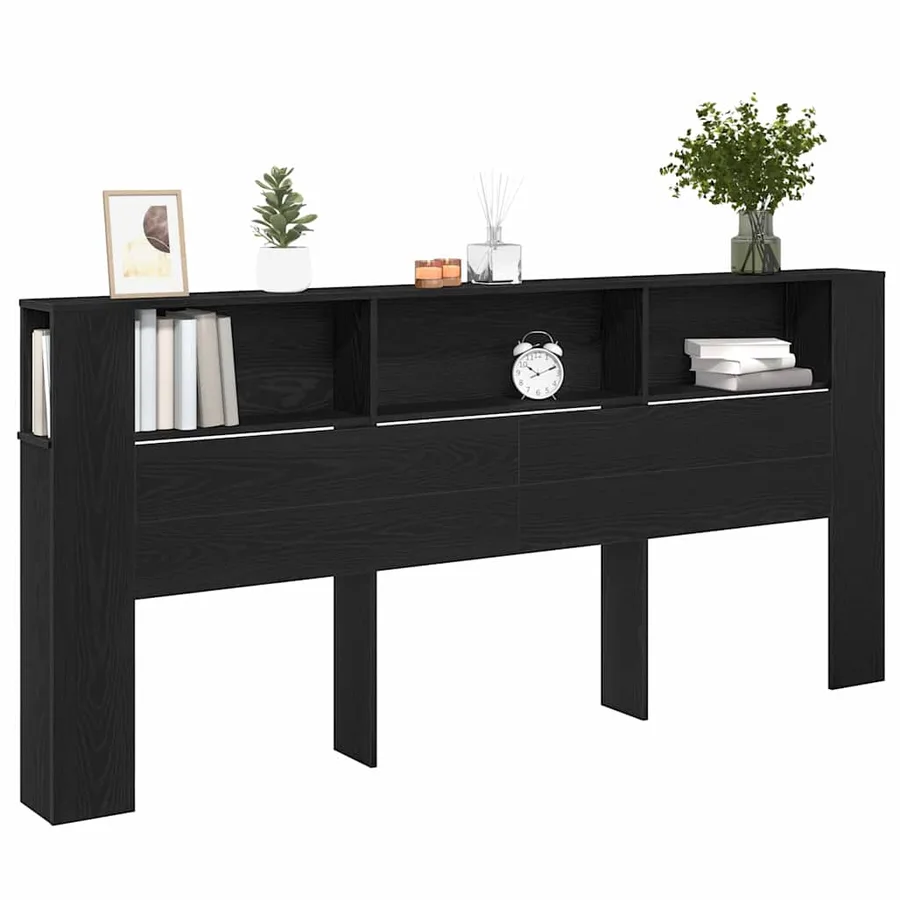 Cabinet de Tête de Lit Chêne noir 220 x 18,5 x 102,5 cm - 3