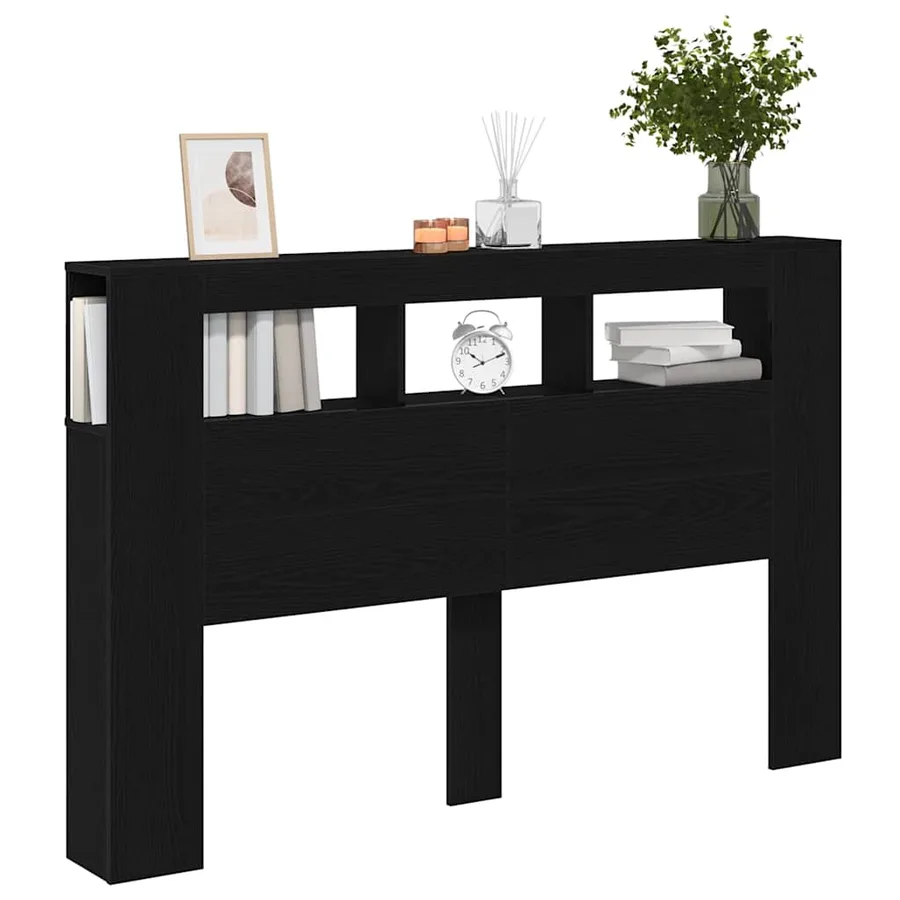 Tête de lit LED avec étagère Chêne noir 160 x 18,5 x 103,5 cm - 3