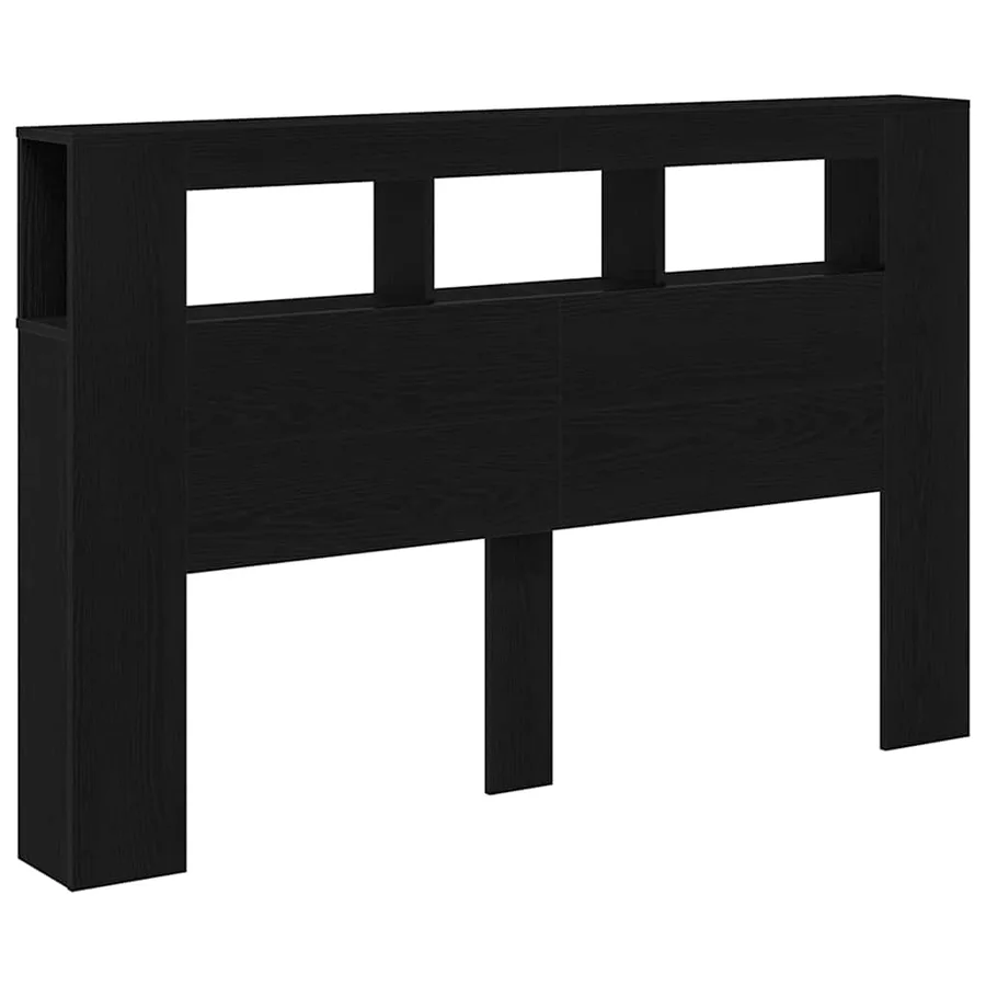 Tête de lit LED avec étagère Chêne noir 160 x 18,5 x 103,5 cm - 6