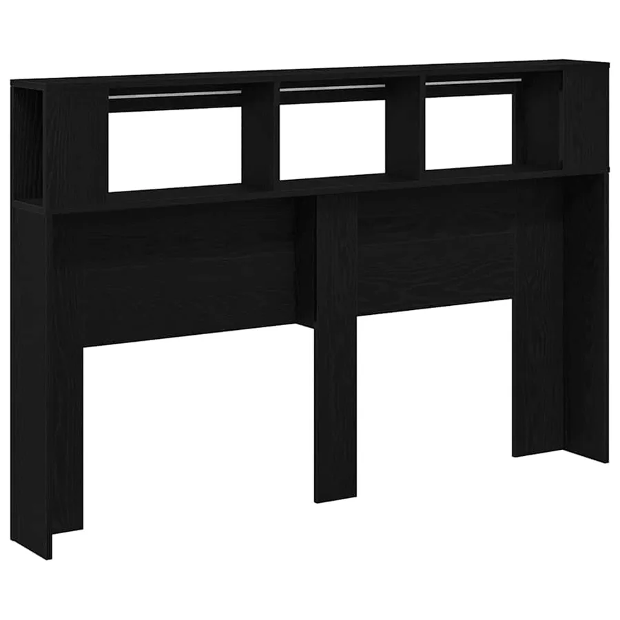 Tête de lit LED avec étagère Chêne noir 160 x 18,5 x 103,5 cm - 9