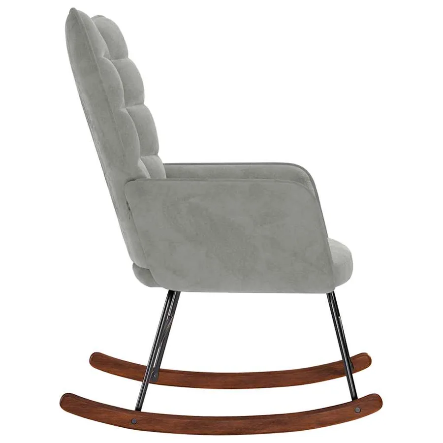 Chaise à bascule Gris clair Velours - 4