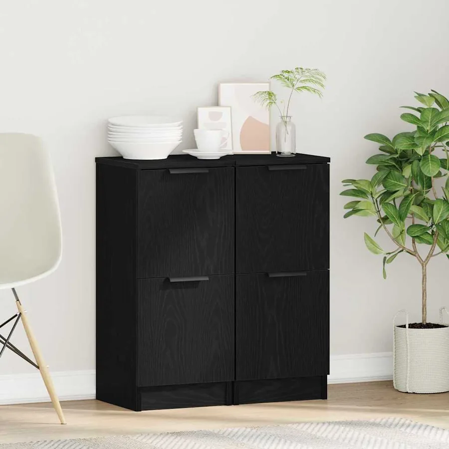 Buffet 2 pcs Chêne noir 30 x 30 x 70 cm Bois d'ingénierie