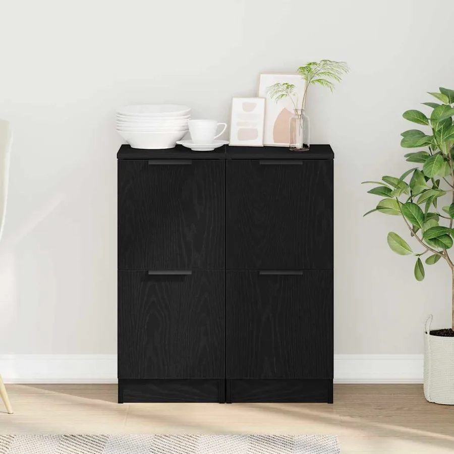 Buffet 2 pcs Chêne noir 30 x 30 x 70 cm Bois d'ingénierie - 4