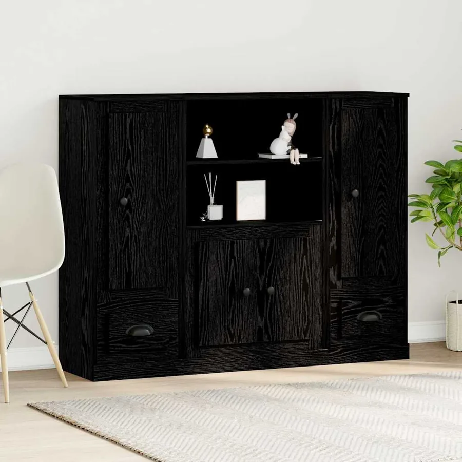 Highboard Chêne noir 132 x 35,5 x 103,5 cm Bois d'ingénierie