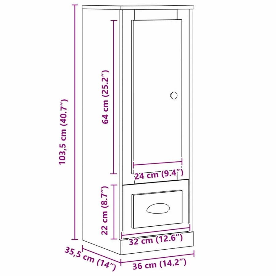 Highboard Chêne noir 132 x 35,5 x 103,5 cm Bois d'ingénierie - 16