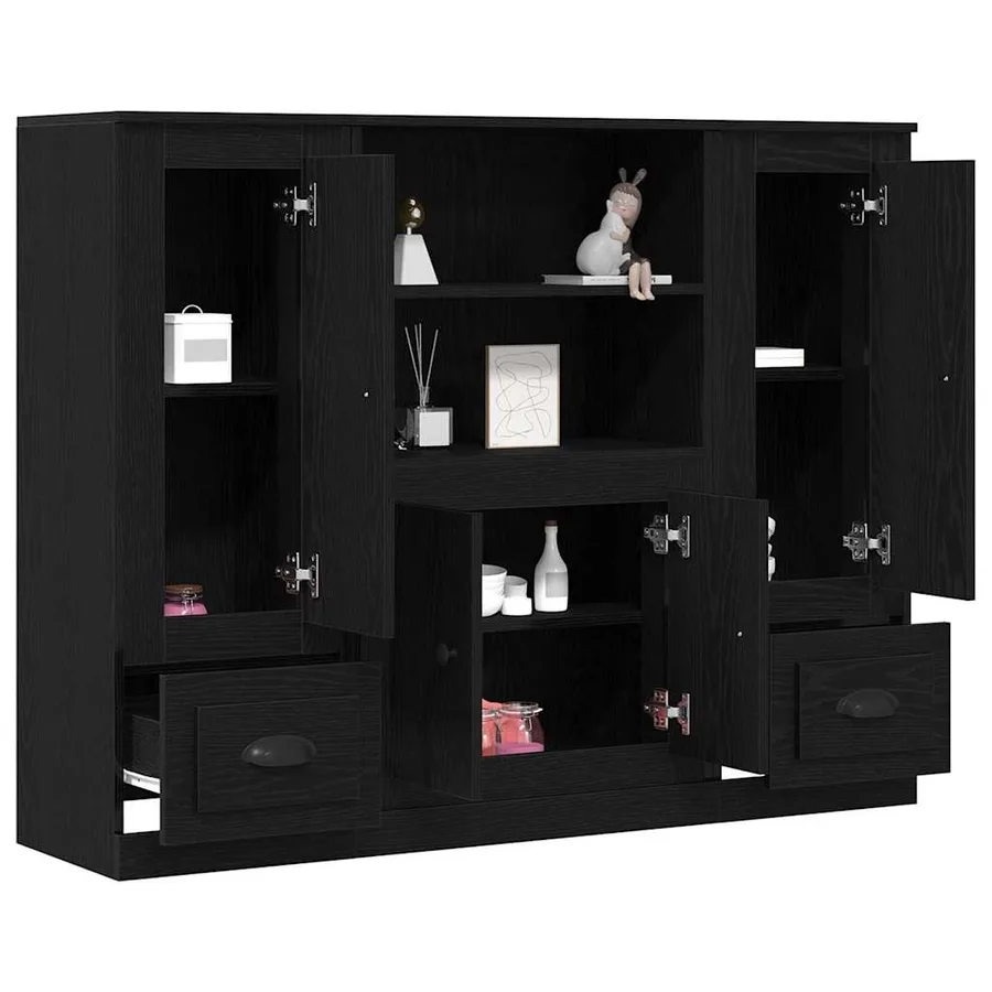 Highboard Chêne noir 132 x 35,5 x 103,5 cm Bois d'ingénierie - 3