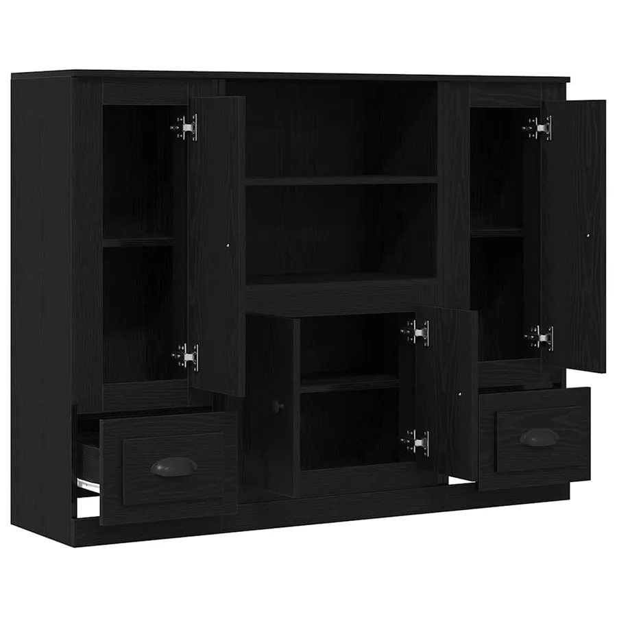 Highboard Chêne noir 132 x 35,5 x 103,5 cm Bois d'ingénierie - 7