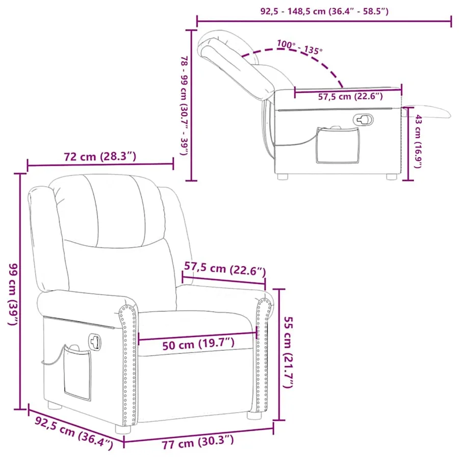 Fauteuil de massage Marron Similicuir brillant - 13