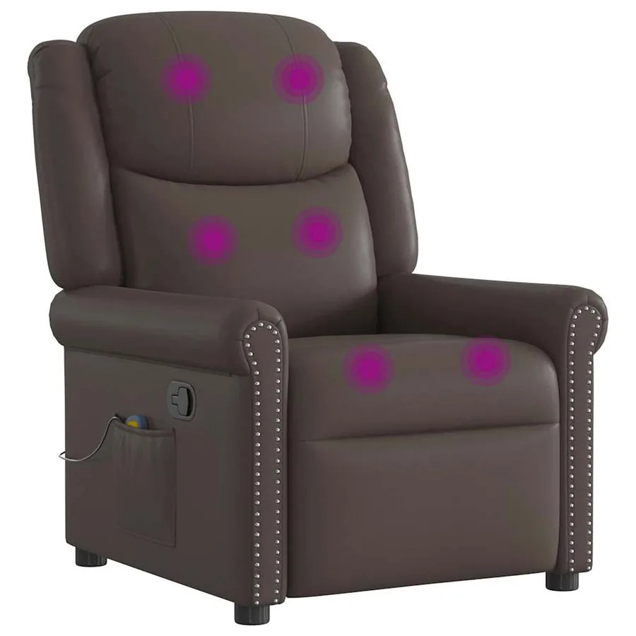 Fauteuil de massage Marron Similicuir brillant - 7