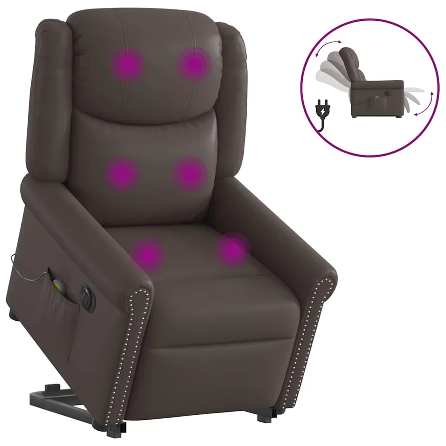 Fauteuil inclinable massage électrique marron brillant - 10