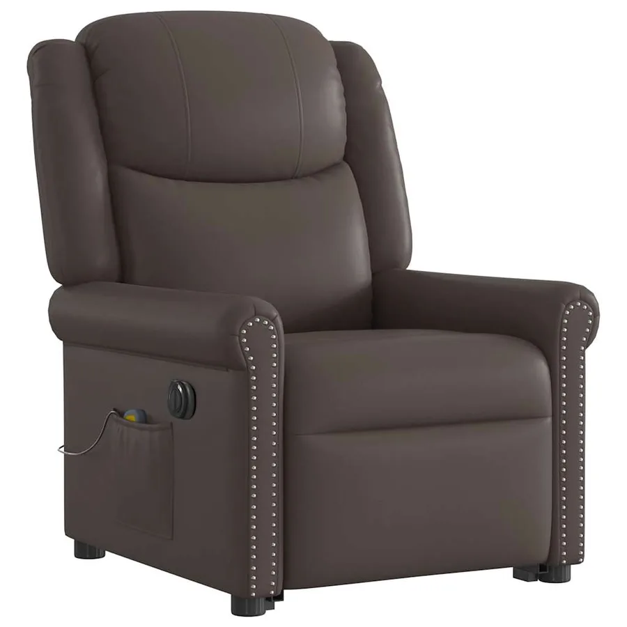 Fauteuil inclinable massage électrique marron brillant - 3