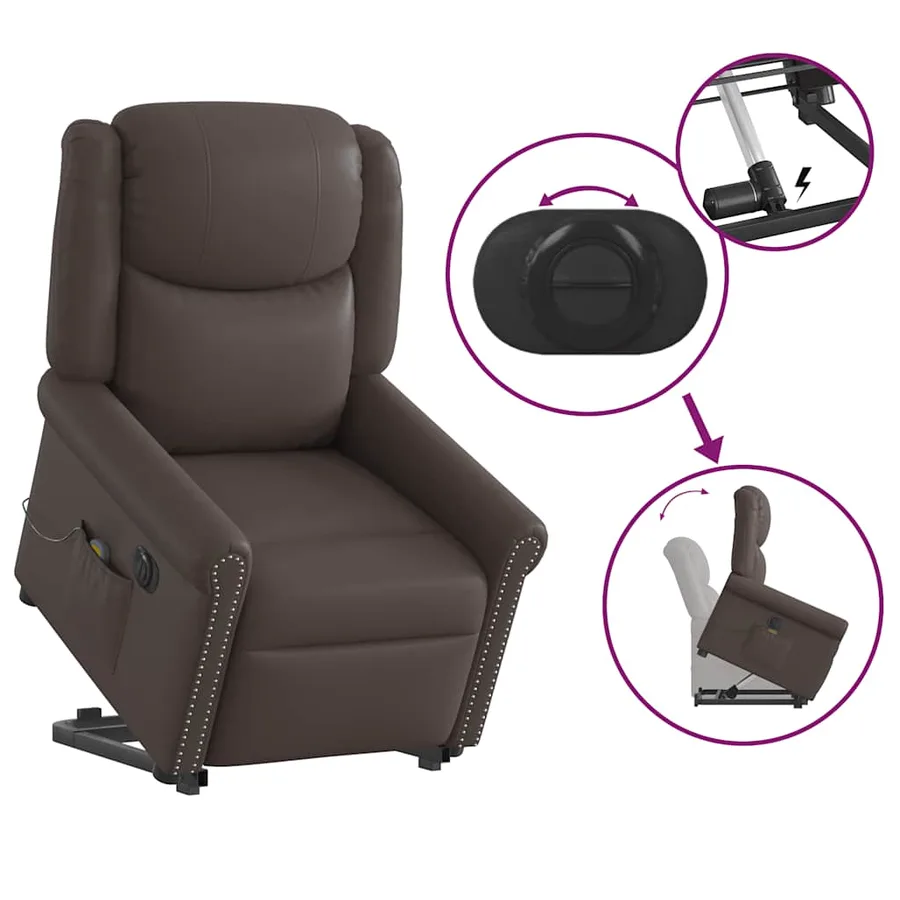 Fauteuil inclinable massage électrique marron brillant - 8