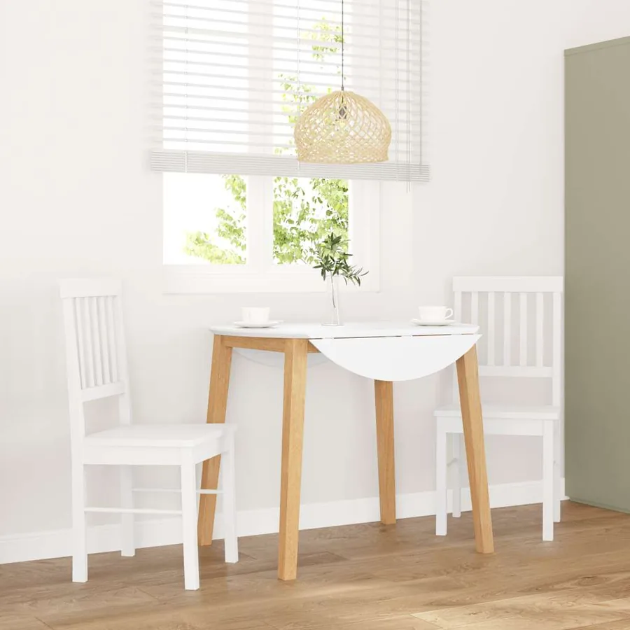 Chaises à manger 2 pcs blanc bois massif caoutchouc
