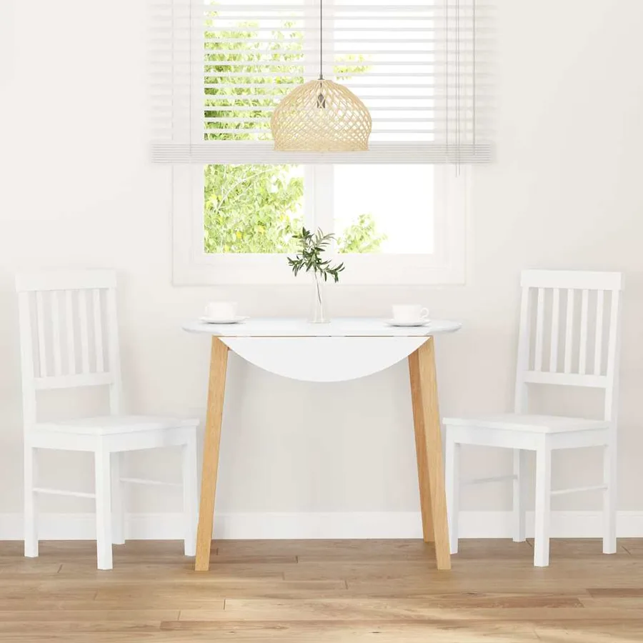 Chaises à manger 2 pcs blanc bois massif caoutchouc - 3