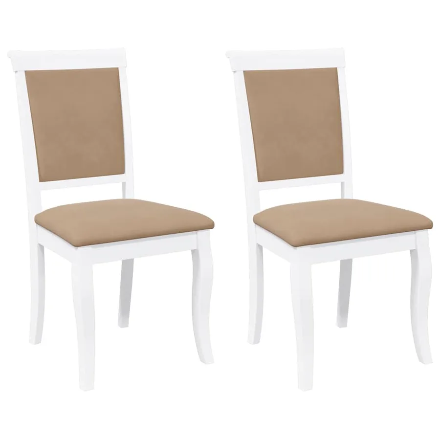 Chaises à manger coussins 2 pcs blanc bois massif caoutchouc - 2