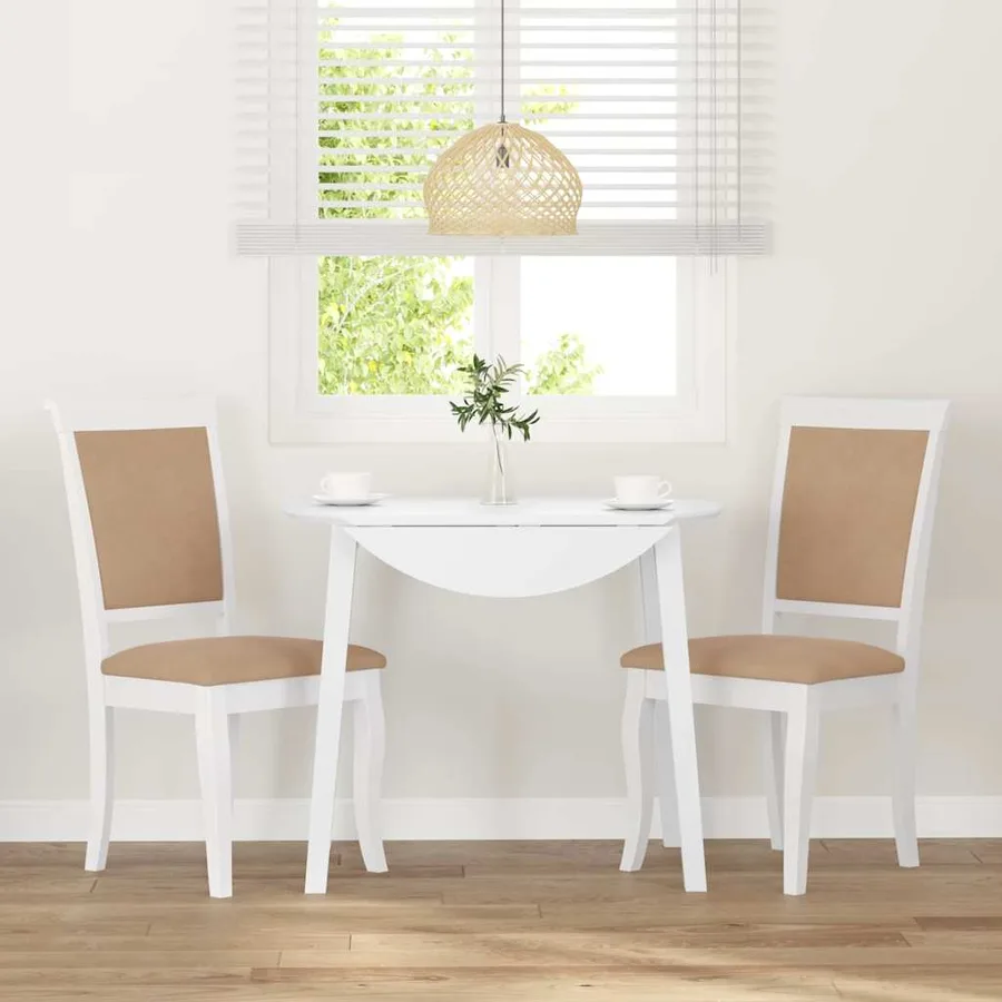 Chaises à manger coussins 2 pcs blanc bois massif caoutchouc - 3
