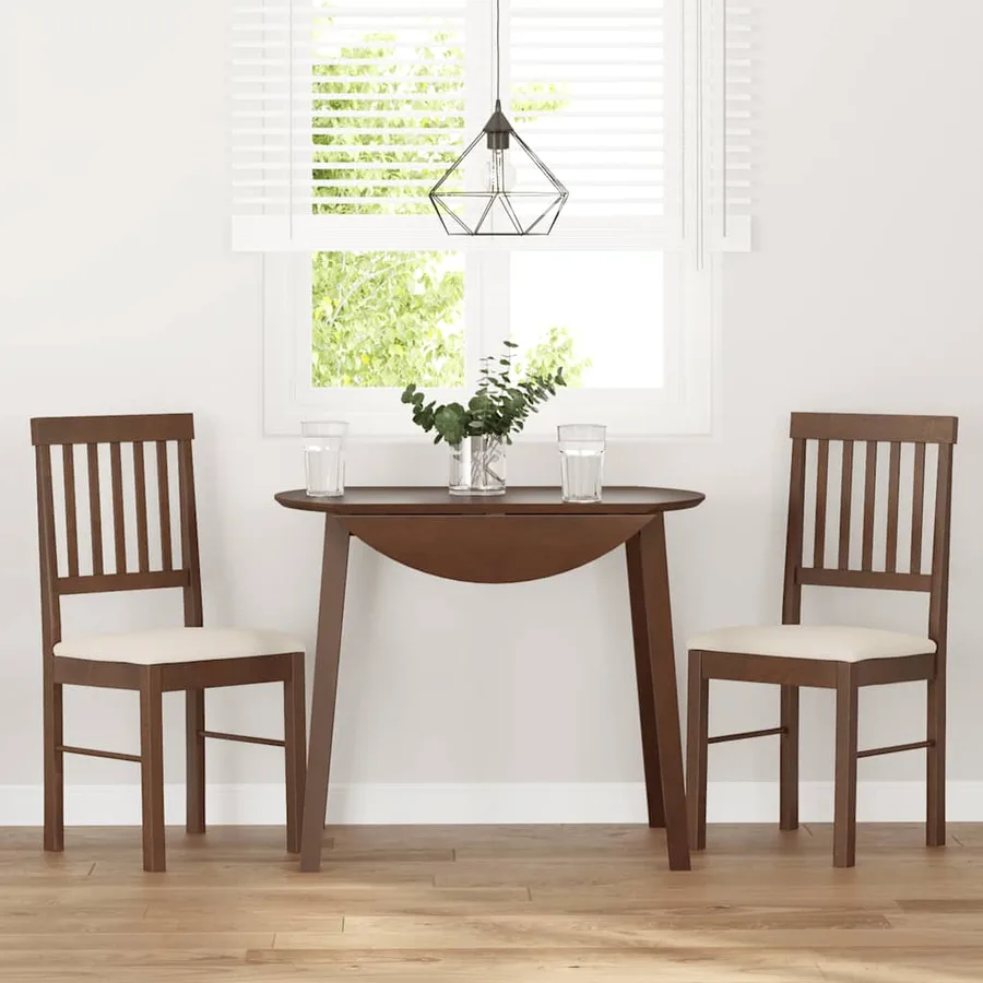 Chaises à manger coussins 2 pcs marron bois massif caoutchouc - 3
