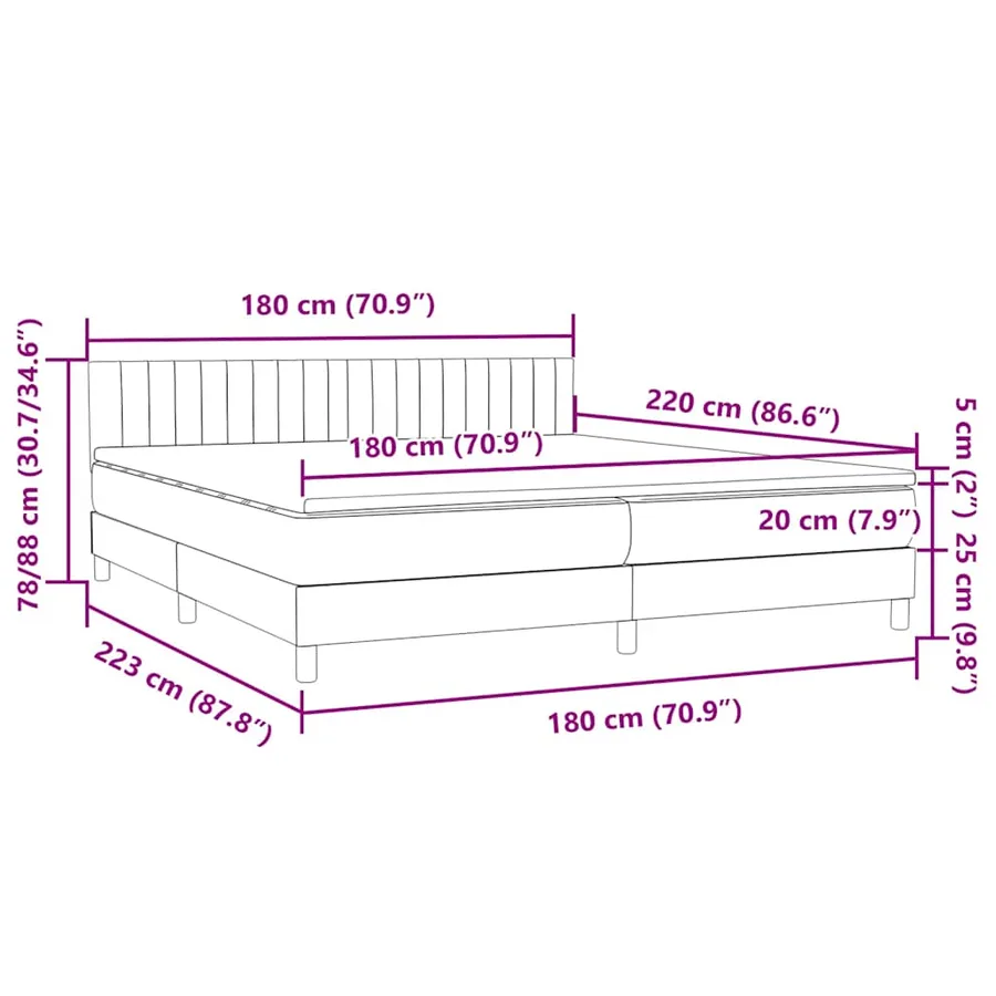 Sommier à lattes de lit avec matelas rose 180x220 cm velours - 12