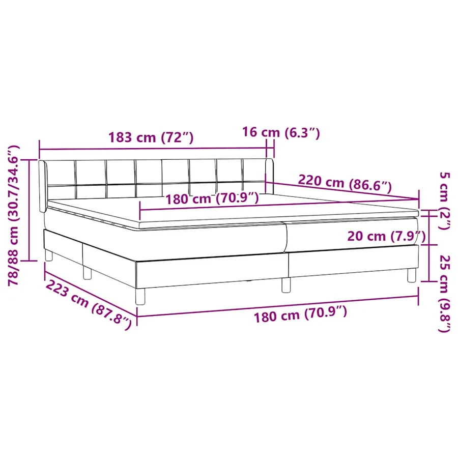 Sommier à lattes de lit avec matelas rose 180x220 cm velours - 12