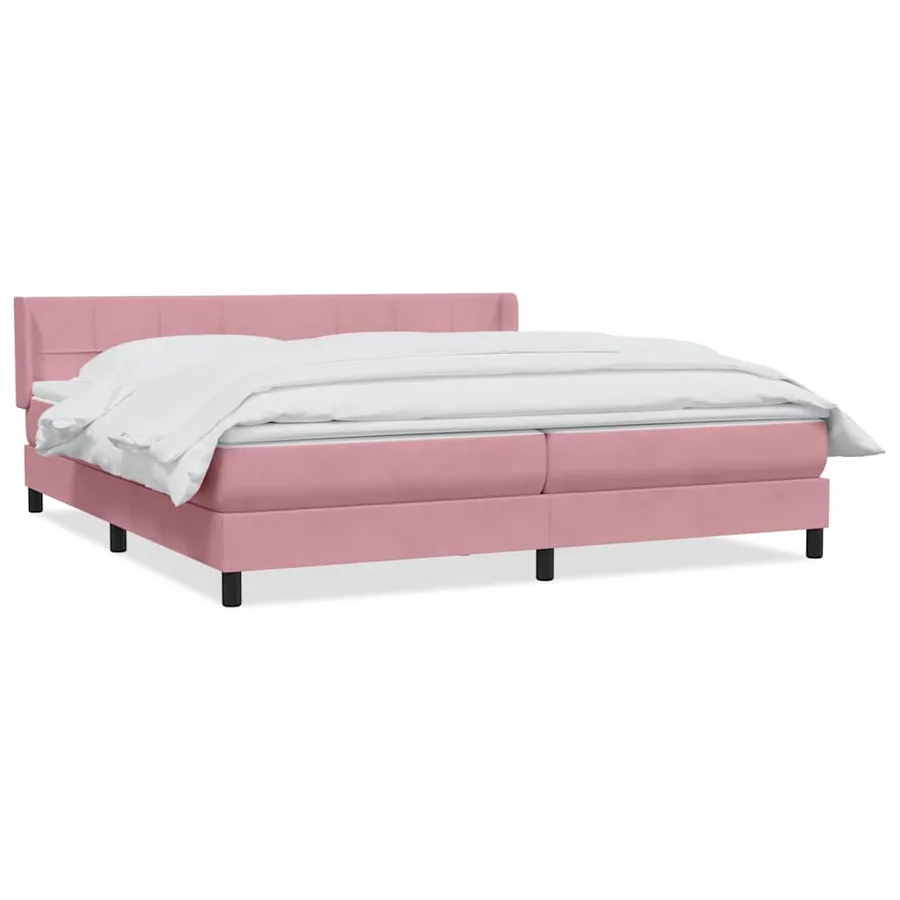 Sommier à lattes de lit avec matelas rose 180x220 cm velours - 2