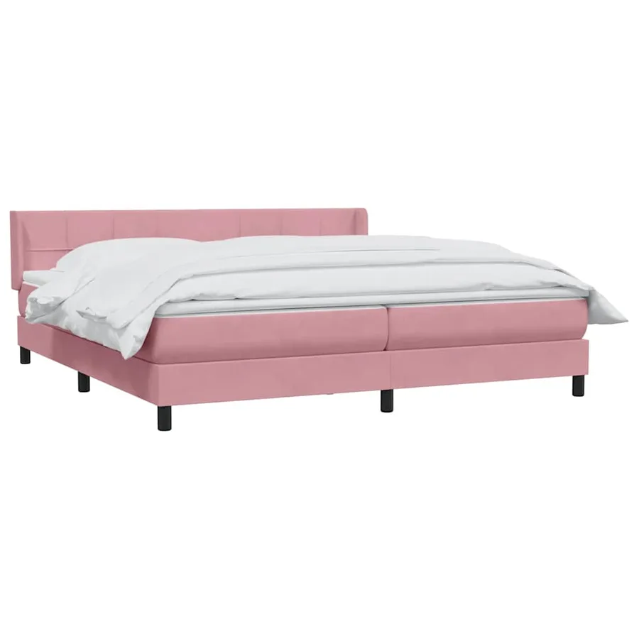Sommier à lattes de lit avec matelas rose 180x220 cm velours - 3