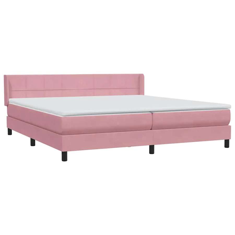 Sommier à lattes de lit avec matelas rose 180x220 cm velours - 4