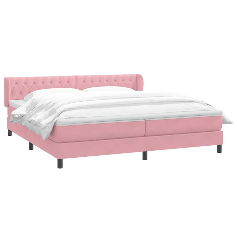 Sommier à lattes de lit avec matelas rose 180x220 cm velours - 3
