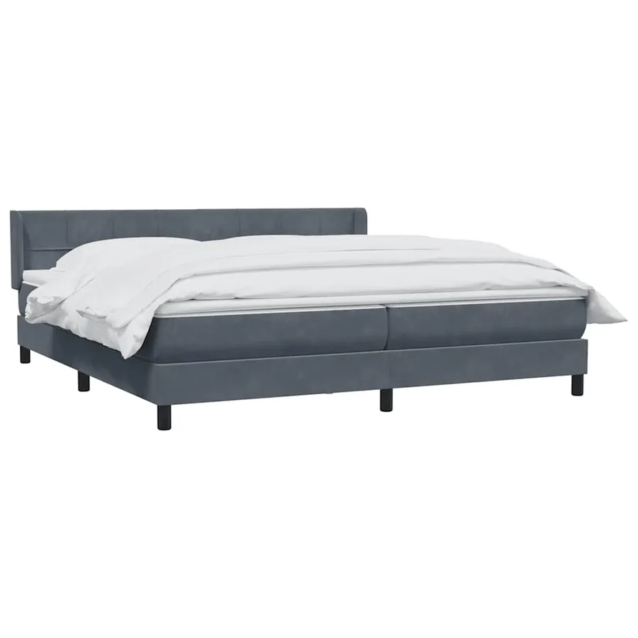 Sommier à lattes de lit et matelas gris foncé 180x220cm velours - 3