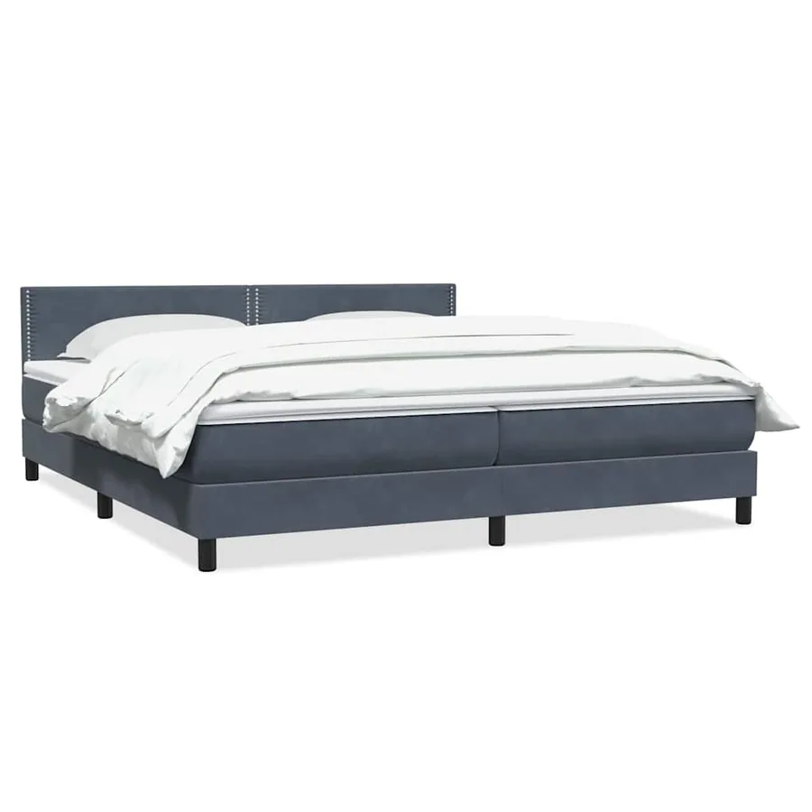 Sommier à lattes de lit et matelas gris foncé 200x220cm velours - 2