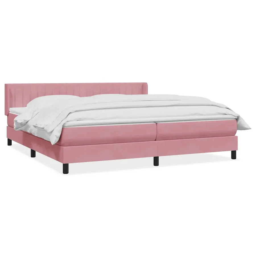 Sommier à lattes de lit avec matelas rose 180x220 cm velours - 2
