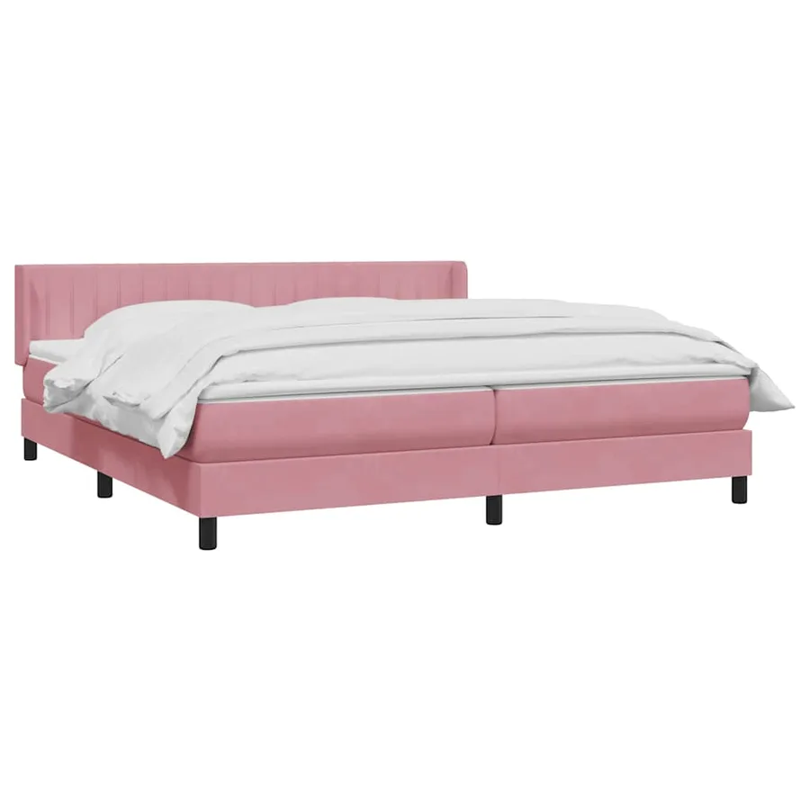 Sommier à lattes de lit avec matelas rose 180x220 cm velours - 3