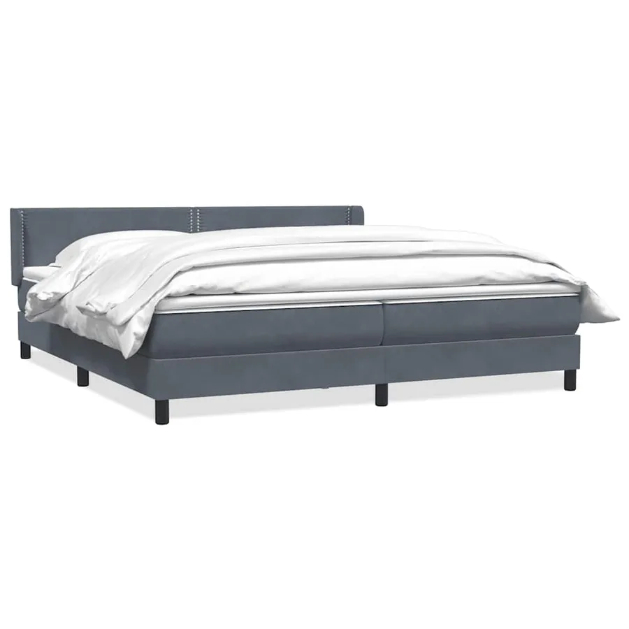 Sommier à lattes de lit et matelas gris foncé 180x220cm velours - 2