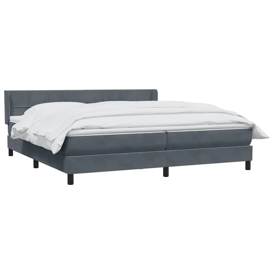 Sommier à lattes de lit et matelas gris foncé 200x220cm velours - 3