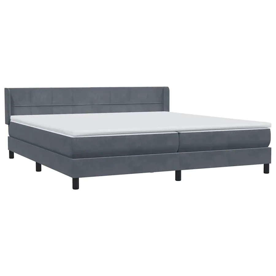 Sommier à lattes de lit et matelas gris foncé 200x220cm velours - 4