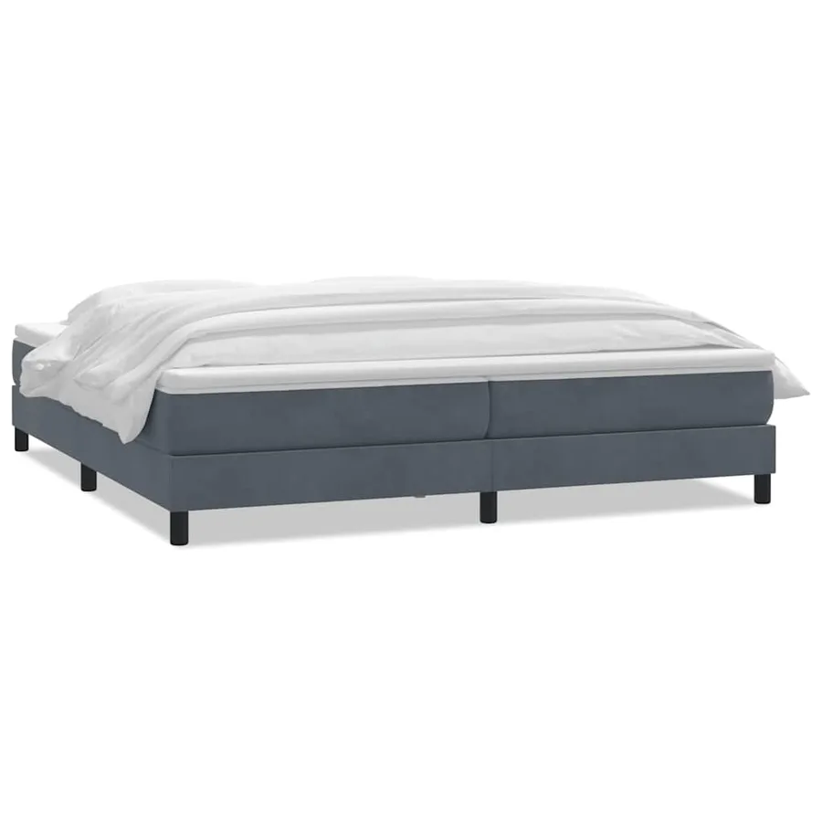 Sommier à lattes de lit et matelas gris foncé 200x220cm velours - 2