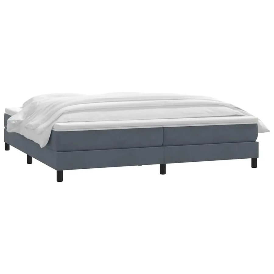 Sommier à lattes de lit et matelas gris foncé 200x220cm velours - 3