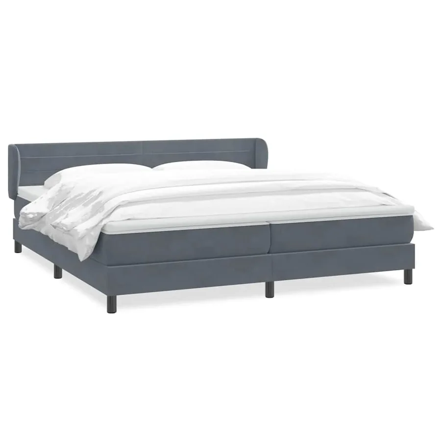 Sommier à lattes de lit et matelas gris foncé 200x220cm velours - 2