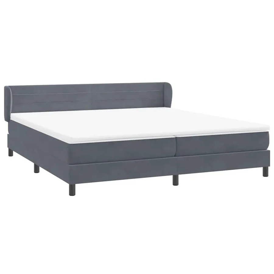 Sommier à lattes de lit et matelas gris foncé 200x220cm velours - 4