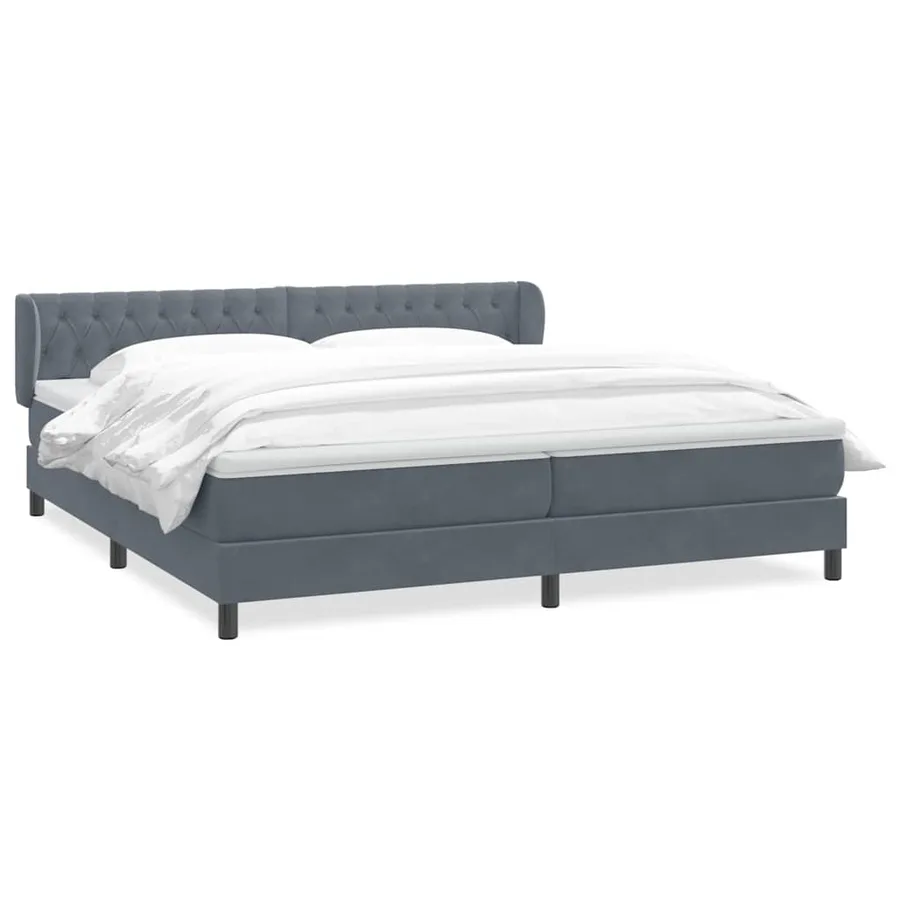 Sommier à lattes de lit et matelas gris foncé 200x220cm velours - 2