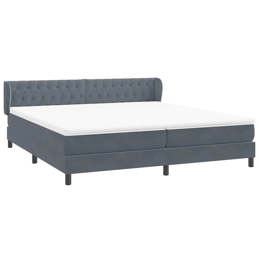 Sommier à lattes de lit et matelas gris foncé 200x220cm velours - 4