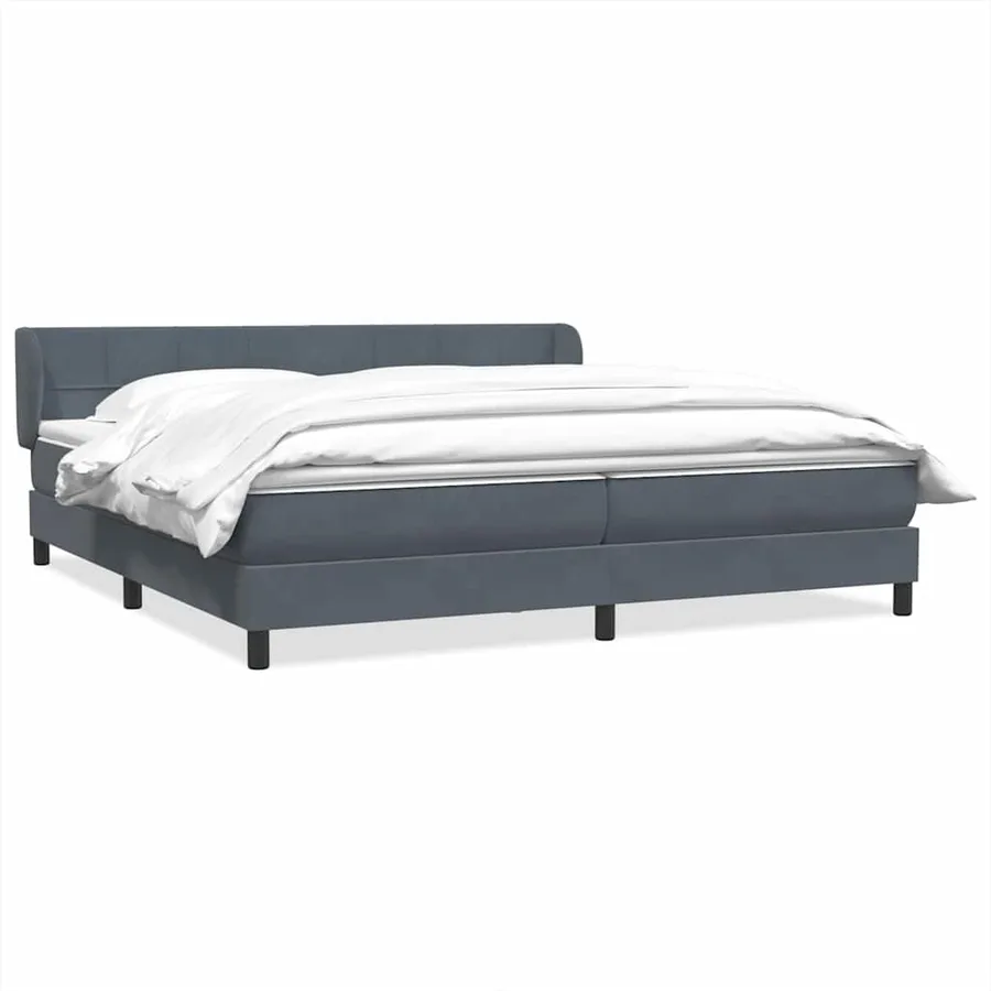 Sommier à lattes de lit et matelas gris foncé 200x220cm velours - 2