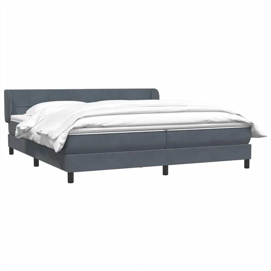 Sommier à lattes de lit et matelas gris foncé 200x220cm velours - 3