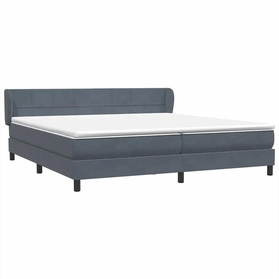 Sommier à lattes de lit et matelas gris foncé 200x220cm velours - 4