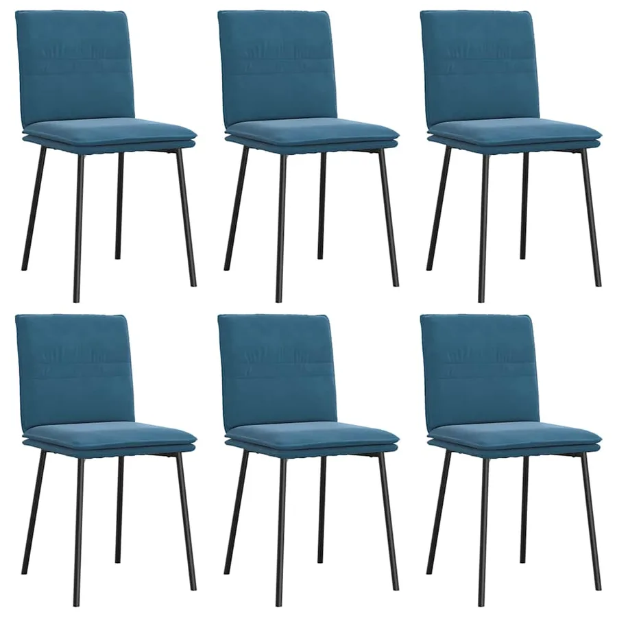 Chaises à manger lot de 6 bleu velours - 2