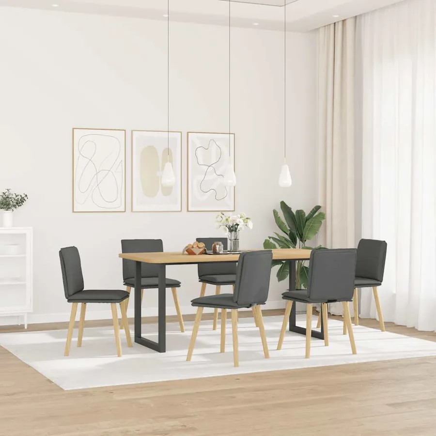 Chaises à manger lot de 6 gris foncé tissu