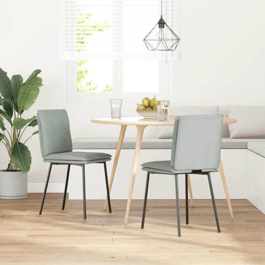 Chaises à manger lot de 2 Gris clair Velours - 2
