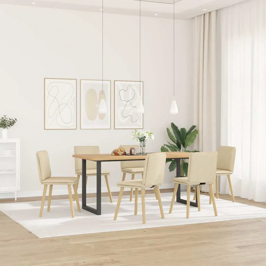 Chaises à manger lot de 6 crème tissu
