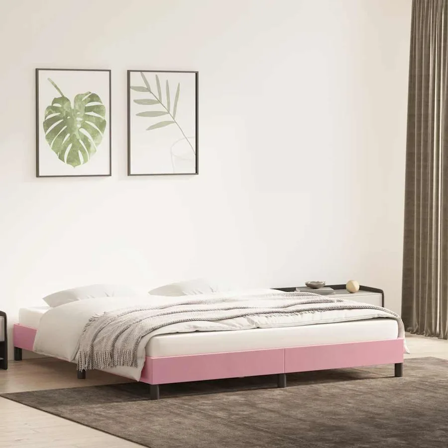 Cadre de lit sans matelas rose 200x220 cm velours - 3