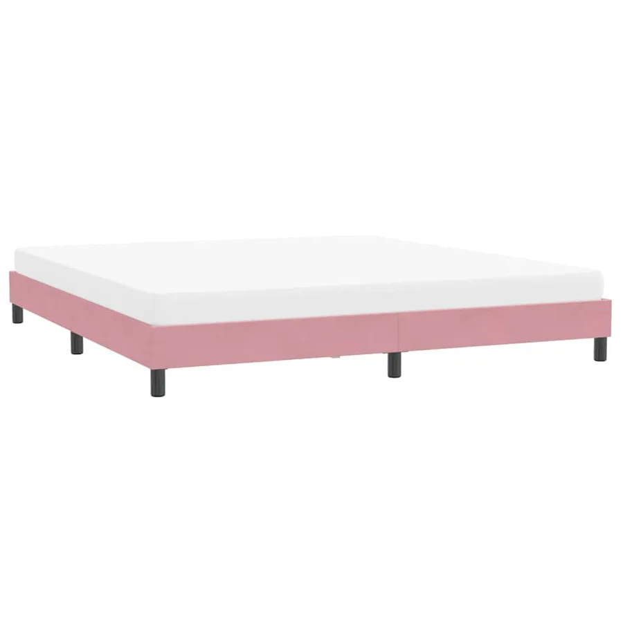 Cadre de lit sans matelas rose 200x220 cm velours - 4